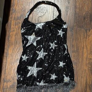 SHEIN Black and Silver Starry Sequin Tank Top
